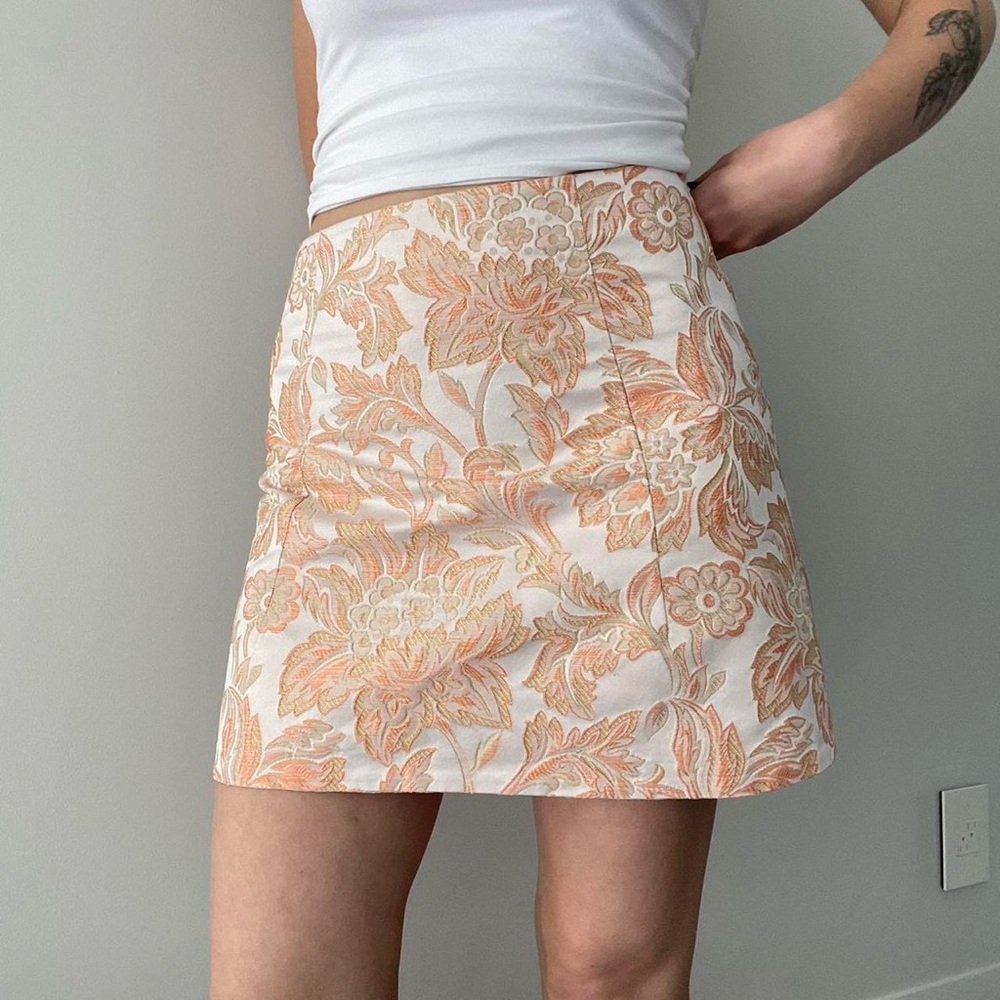 Pink Tartan vintage floral mini skirt